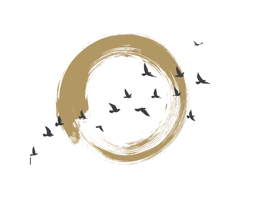 Enso circle with birds